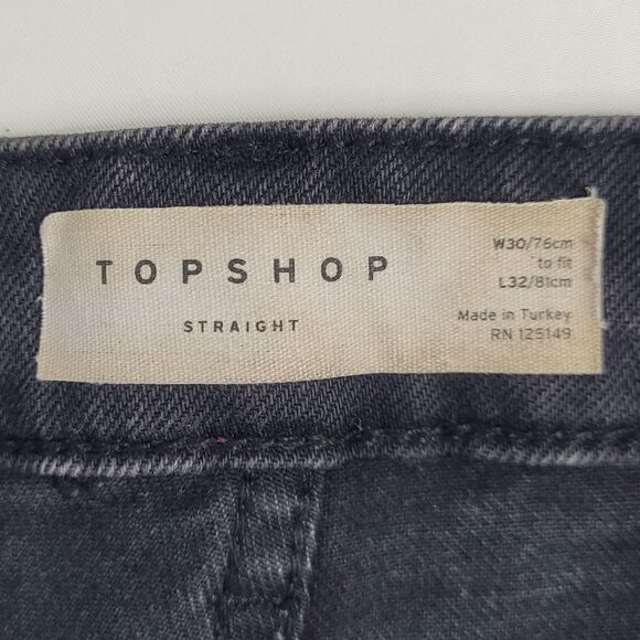 ASOS jeans black straight leg raw hem high‎ waisted ankle 30 - Picture 4 of 10